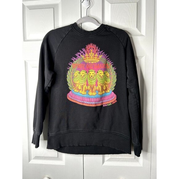 Horn Please! Black Lions 100% Cotton Crewneck Sweatshirt Women's Size Large L - Picture 2 of 8